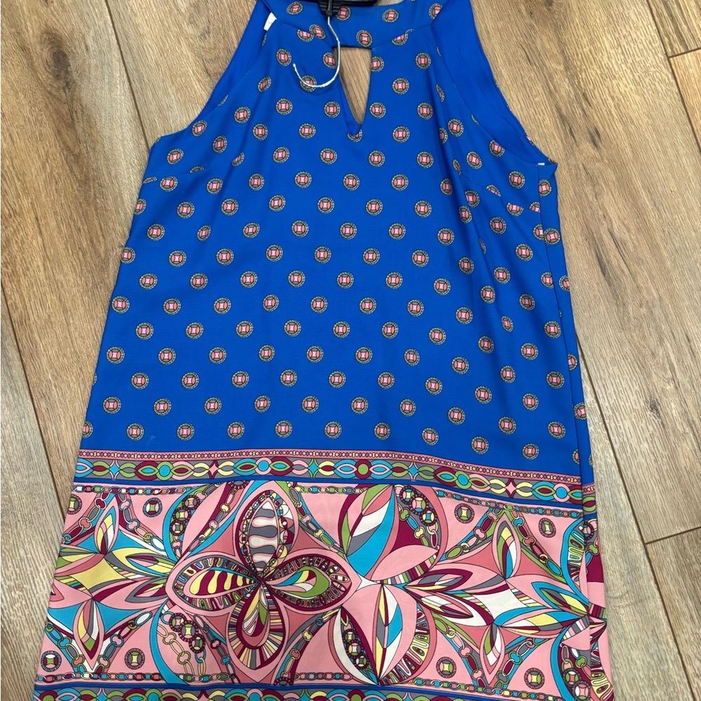 Source Unknown Blue and Pink Patterned Dress
